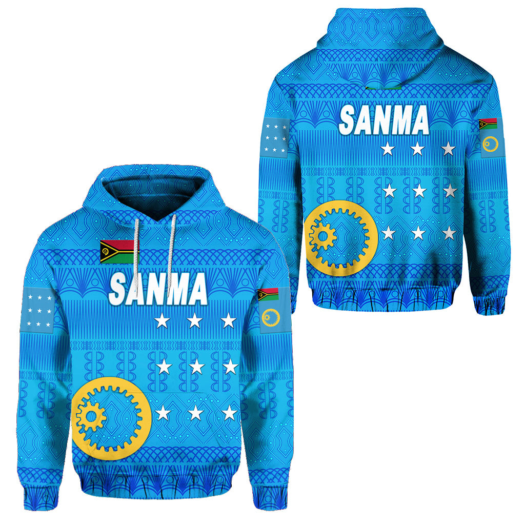 Sanma Province Hoodie Vanuatu Pattern Traditional Style LT8 Unisex Blue - Polynesian Pride