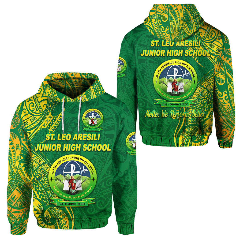 St. Leo Aresili Junior High School Hoodie Original Style LT8 Unisex Green - Polynesian Pride