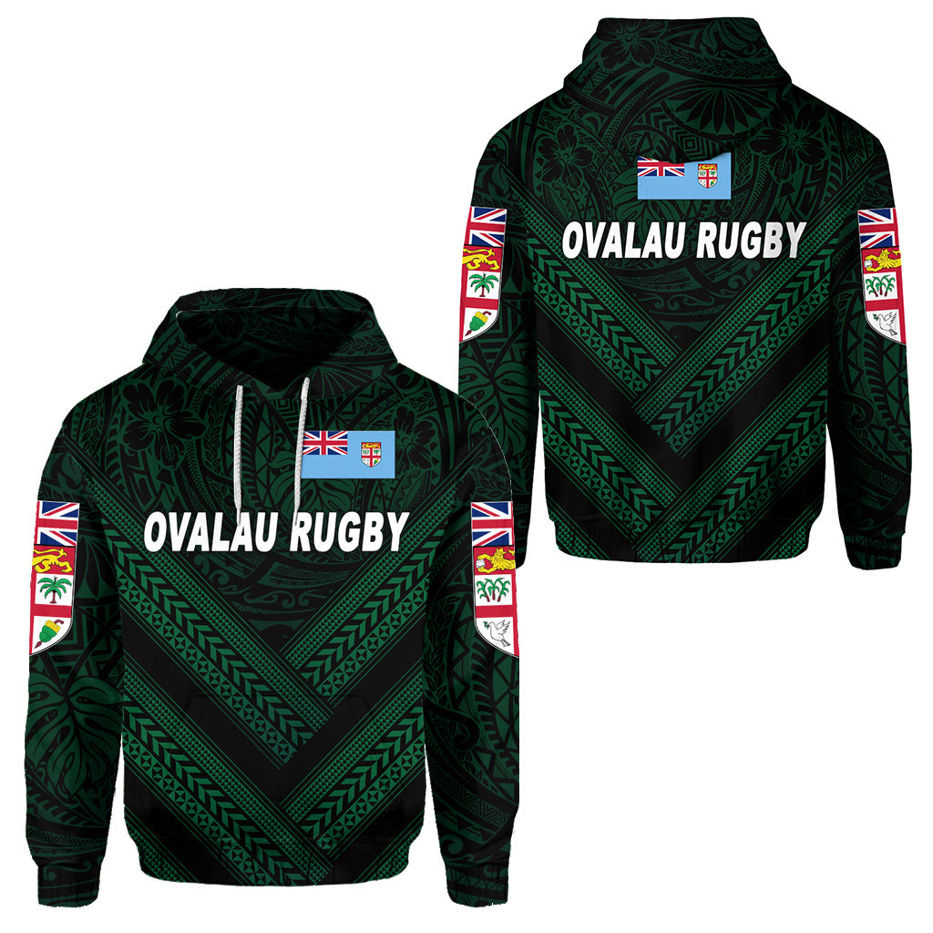 Fiji Ovalau Rugby Hoodie Dark Green Style LT8 Unisex Green - Polynesian Pride