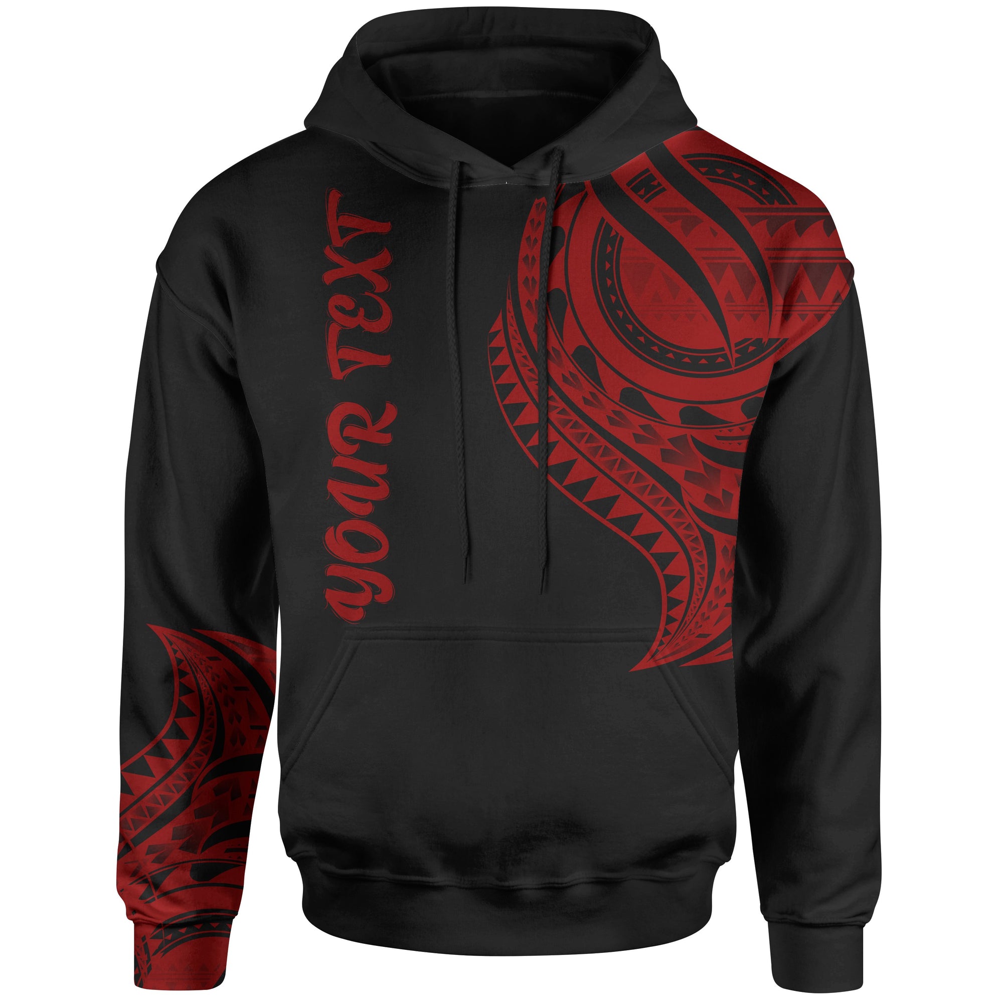 Cook Islands Custom Hoodie Cook Islands Tatau Red Patterns Unisex Black - Polynesian Pride