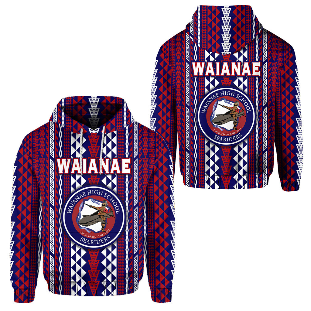 Hawaii Waianae High School Hoodie Seariders Simple Style LT8 Unisex Blue - Polynesian Pride