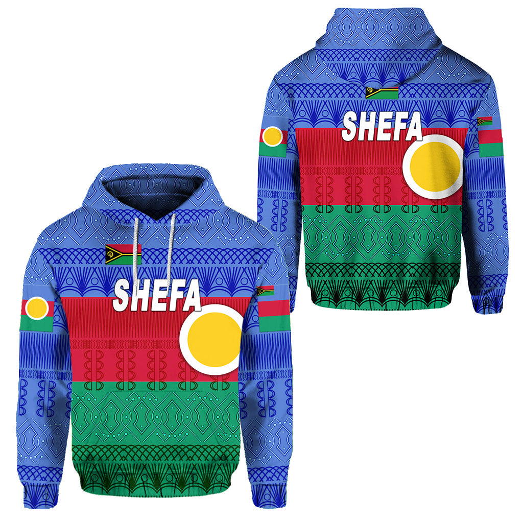 Shefa Province Hoodie Vanuatu Pattern Traditional Style LT8 Unisex Blue - Polynesian Pride