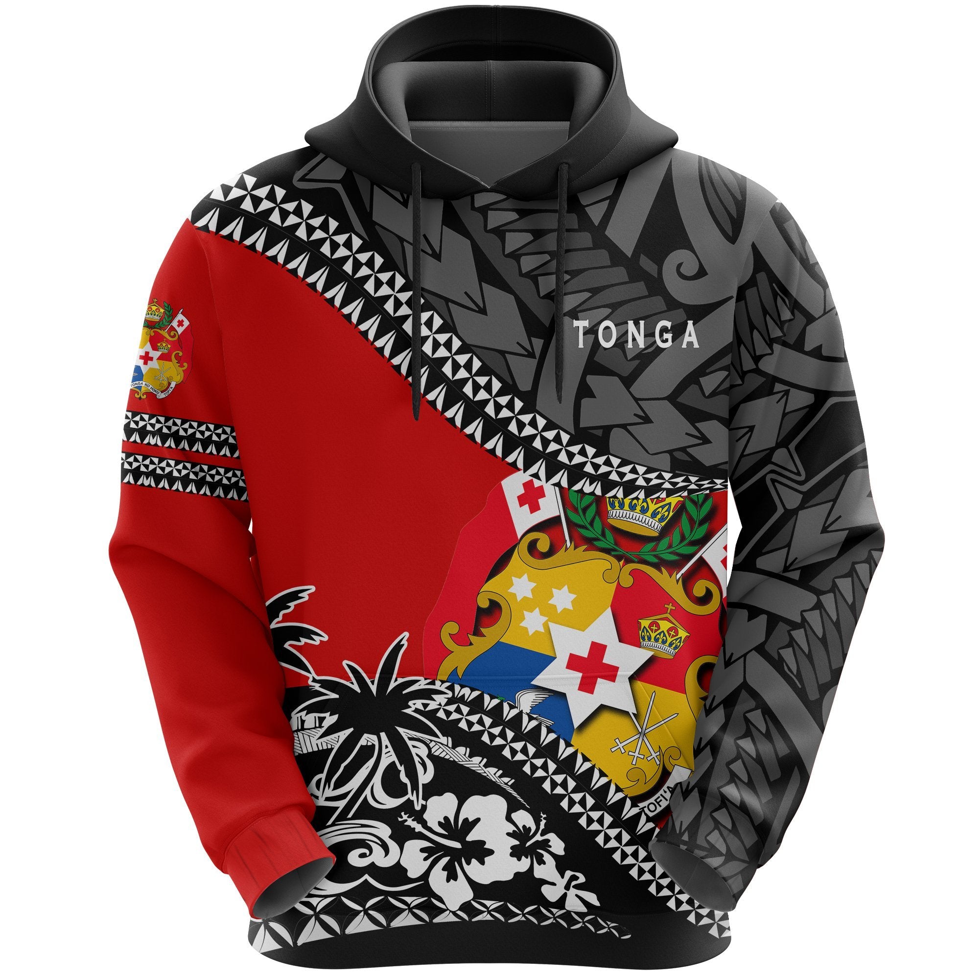 Tonga Hoodie Polynesian Style Fall In The Wave K7 Unisex Red - Polynesian Pride