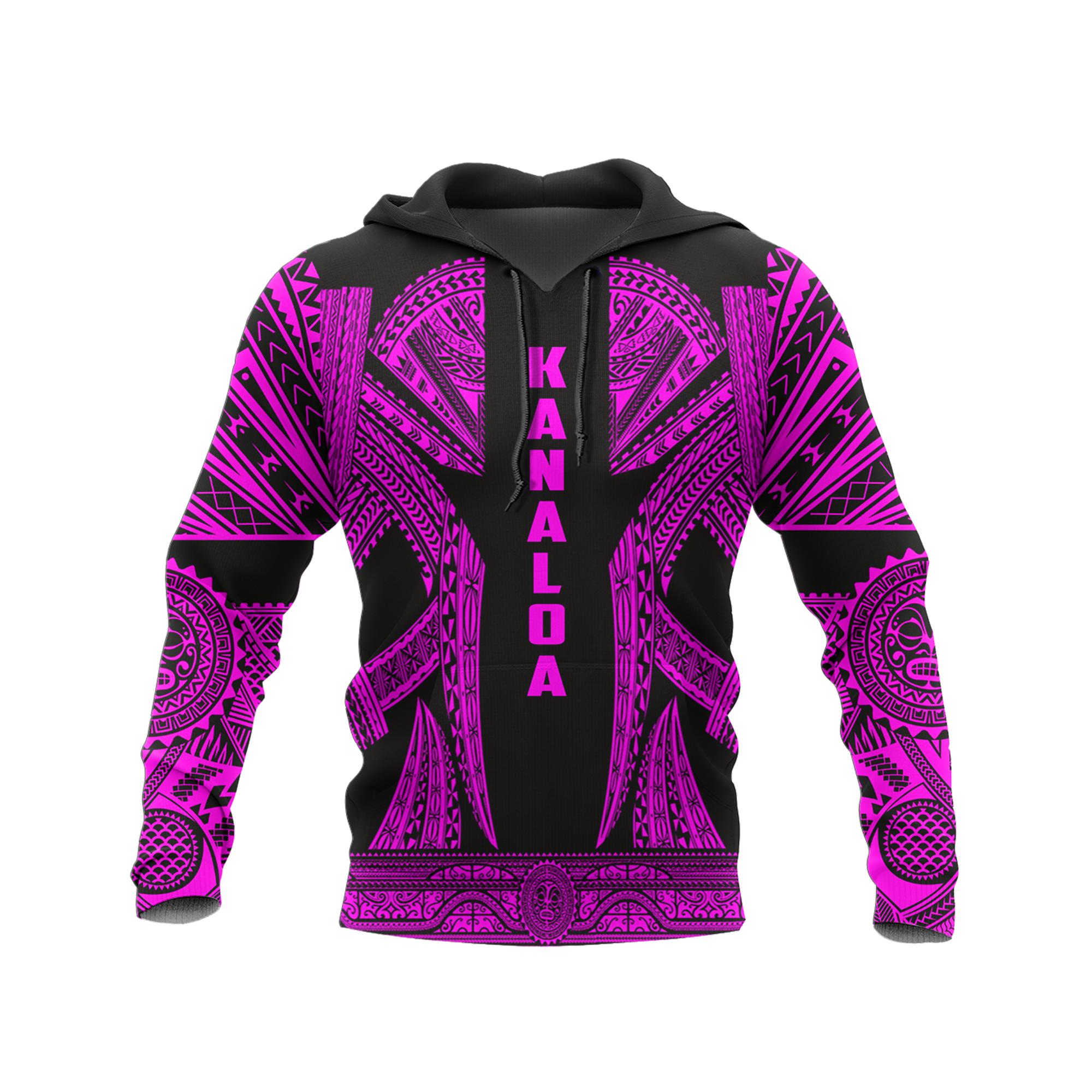 Hawaii Pullover Hoodie Kanaloa Polynesian Tattoo Special Pink A8 Unisex Pink - Polynesian Pride