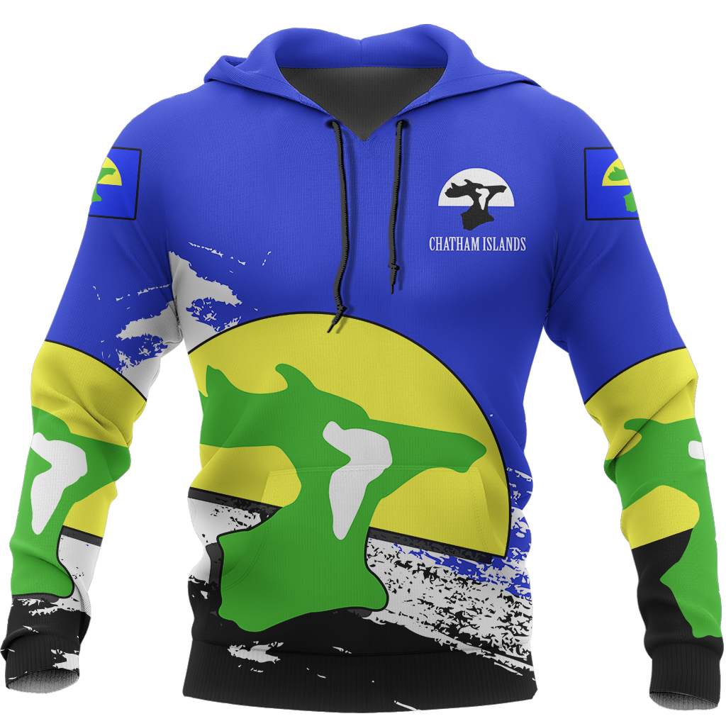 Chatham Islands Hoodie Chatham Islands Deer Map Special Z2 Unisex Blue - Polynesian Pride