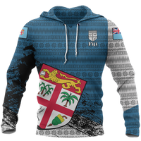 Fiji Tapa Hoodie Fiji Flag Special Z2 Unisex Blue - White - Polynesian Pride