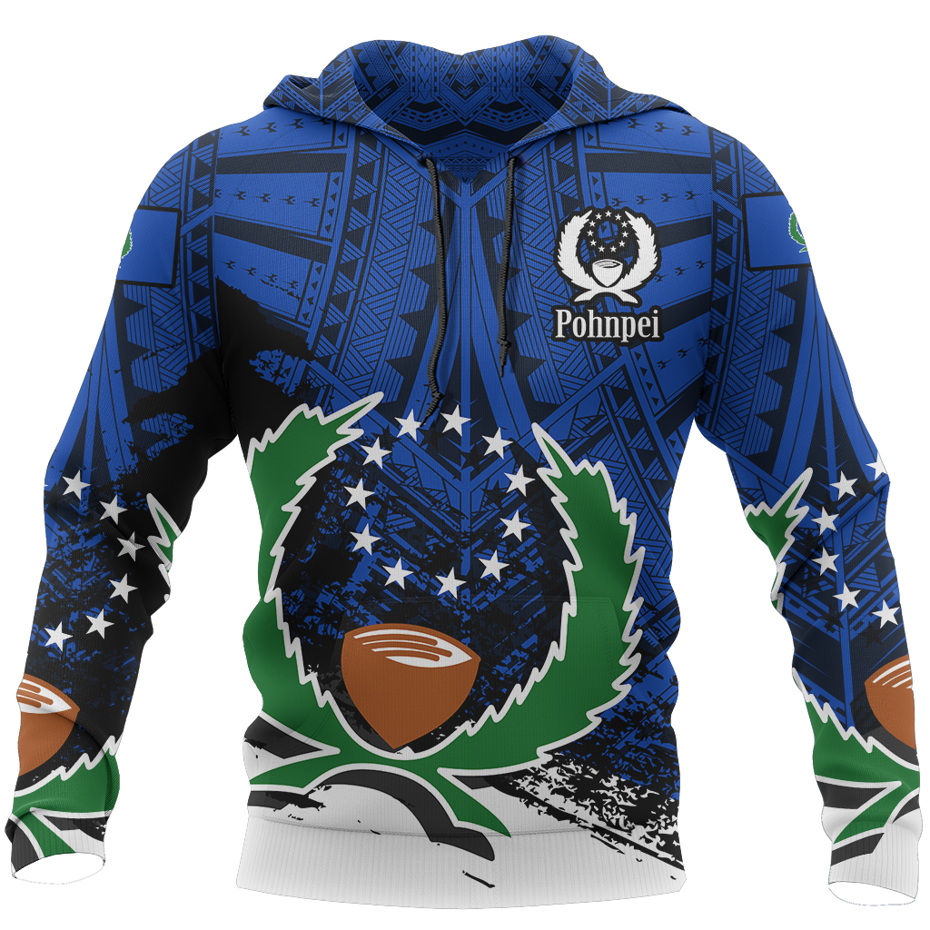 Pohnpei Hoodie Pohnpie Flag Special Unisex Blue - Polynesian Pride