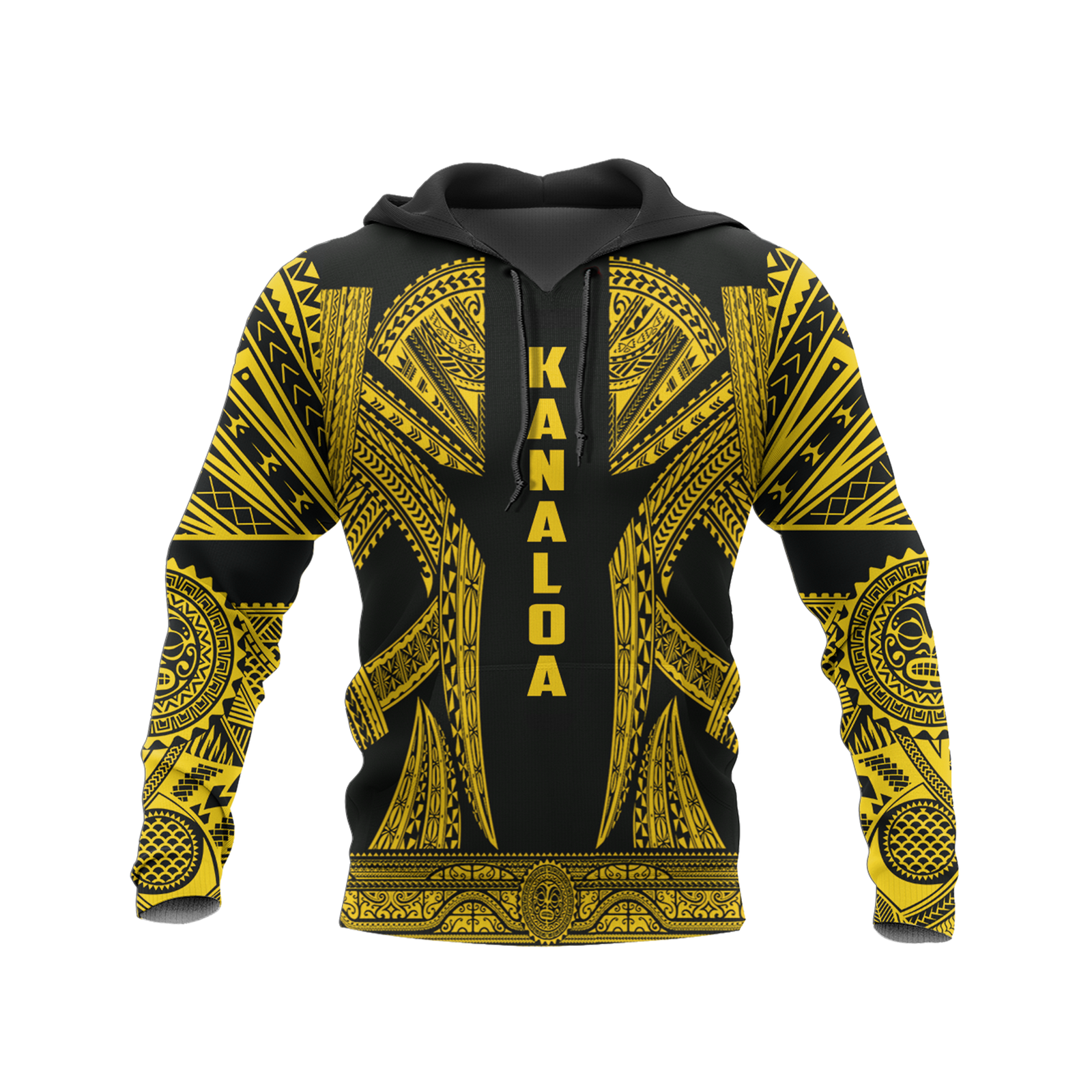 Hawaii Pullover Hoodie Kanaloa Polynesian Tattoo Special Yellow A8 Unisex Yellow - Polynesian Pride