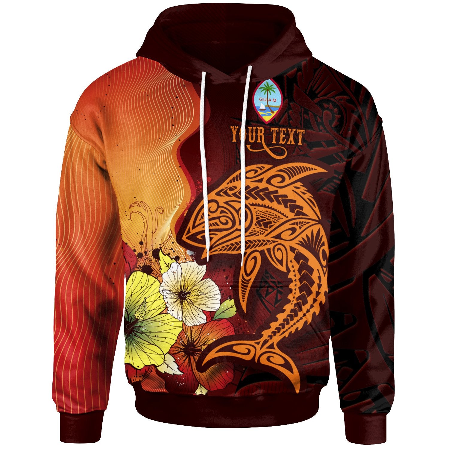 Guam Custom Hoodie Tribal Tuna Fish Unisex Orange - Polynesian Pride