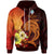 Guam Zip Custom Hoodie Tribal Tuna Fish Unisex Orange - Polynesian Pride