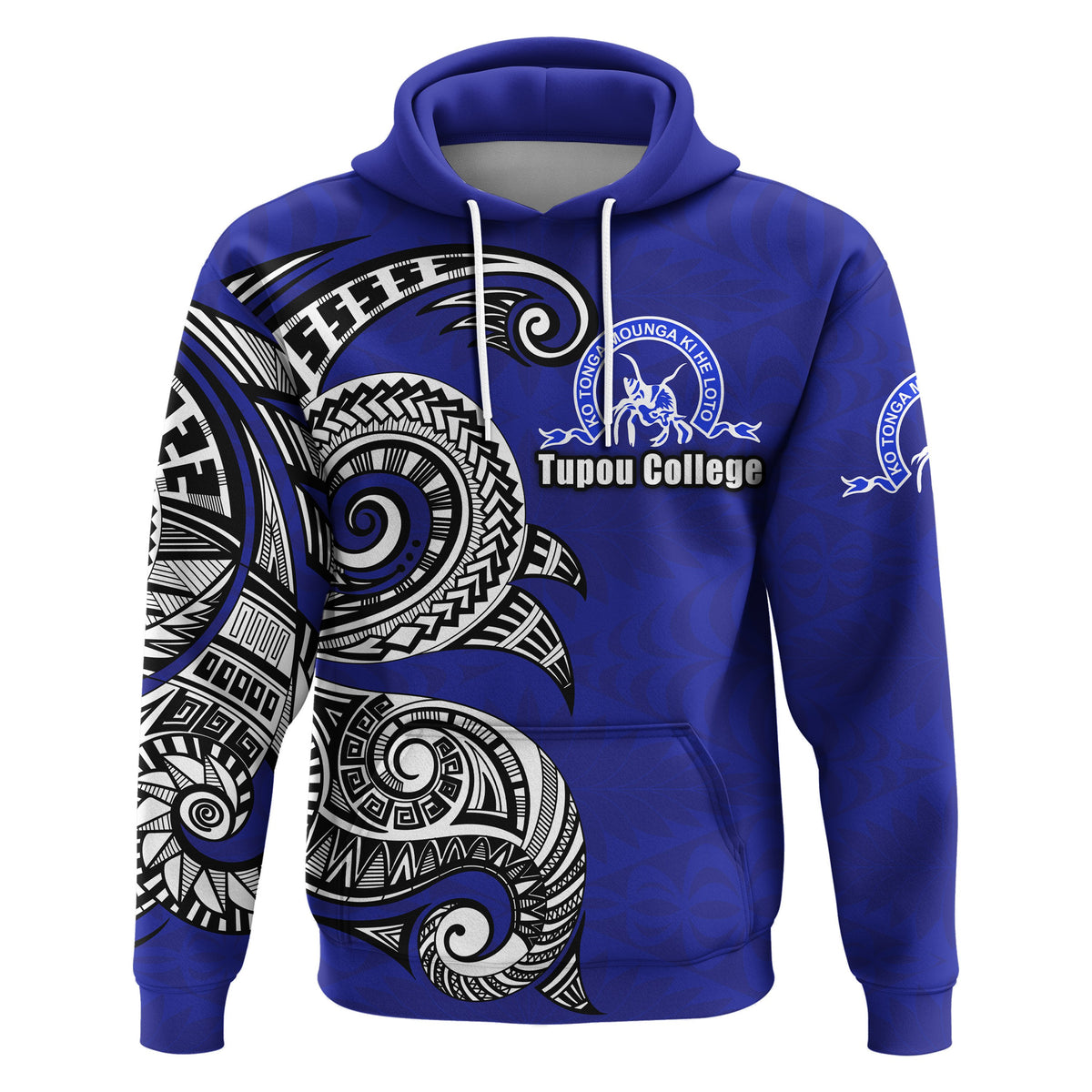 Custom Kolisi Ko Tupou College Tonga Hoodie Polynesian Waves Style - Polynesian Pride