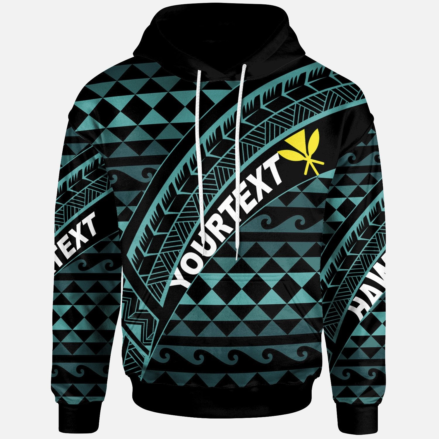 Hawaii Custom Hoodie Blue Hawaiian Tribal Seamless Pattern Unisex Blue - Polynesian Pride