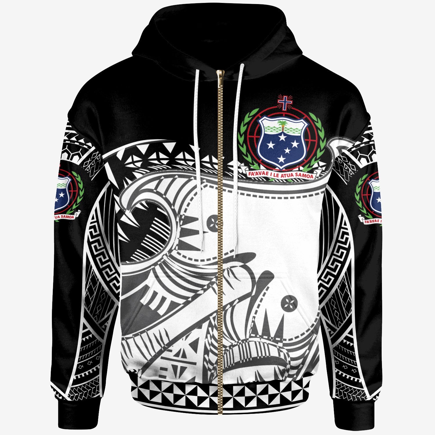 Samoa Custom Zip up Hoodie Dynamic Sport Style Black Color Unisex Black - Polynesian Pride