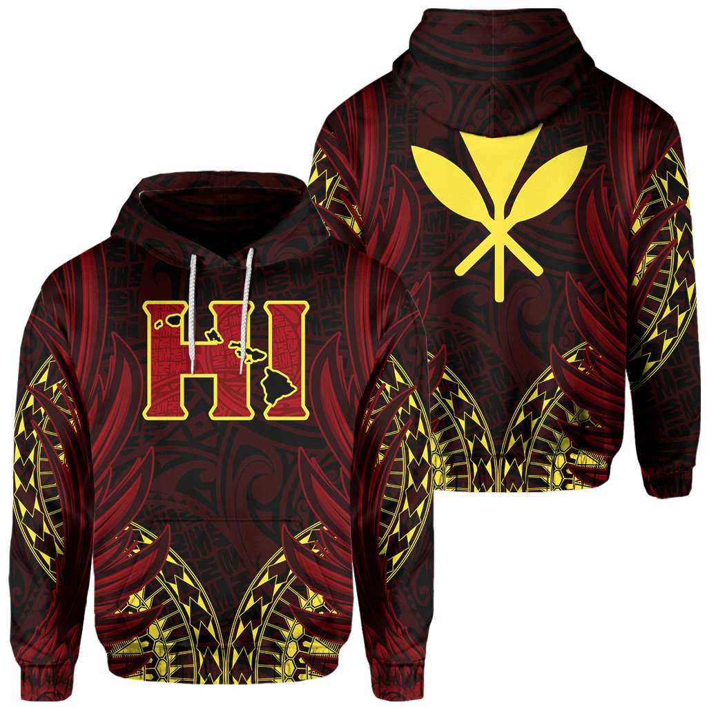 Hawaiian Hoodie Kanaka Wings Hawaii Hoodie JV Style Unisex Red - Polynesian Pride