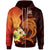 Fiji Zip Hoodie Tribal Tuna Fish Unisex Orange - Polynesian Pride