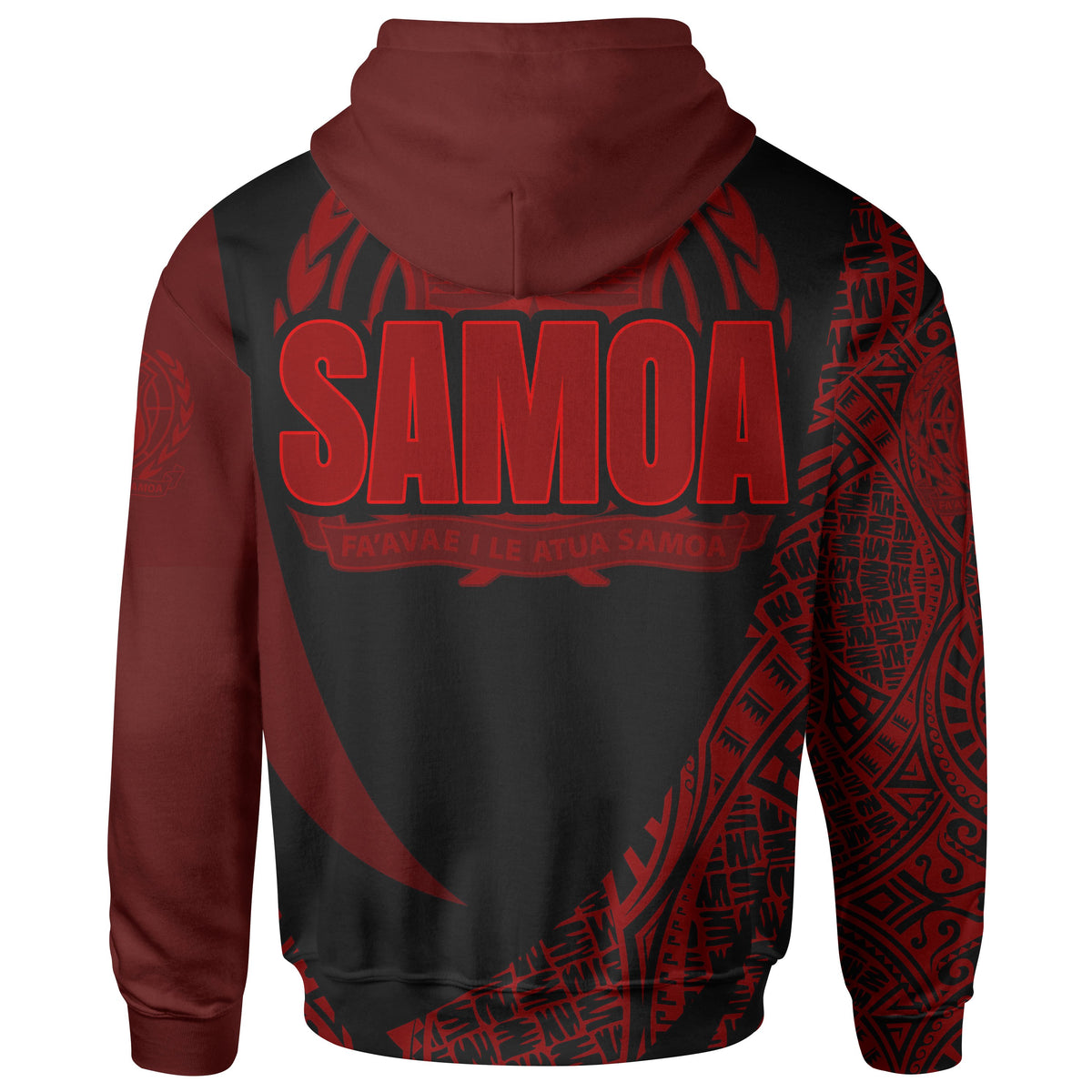 Samoa Zip Hoodie Red Polynesian Patterns Sport Style - Polynesian Pride