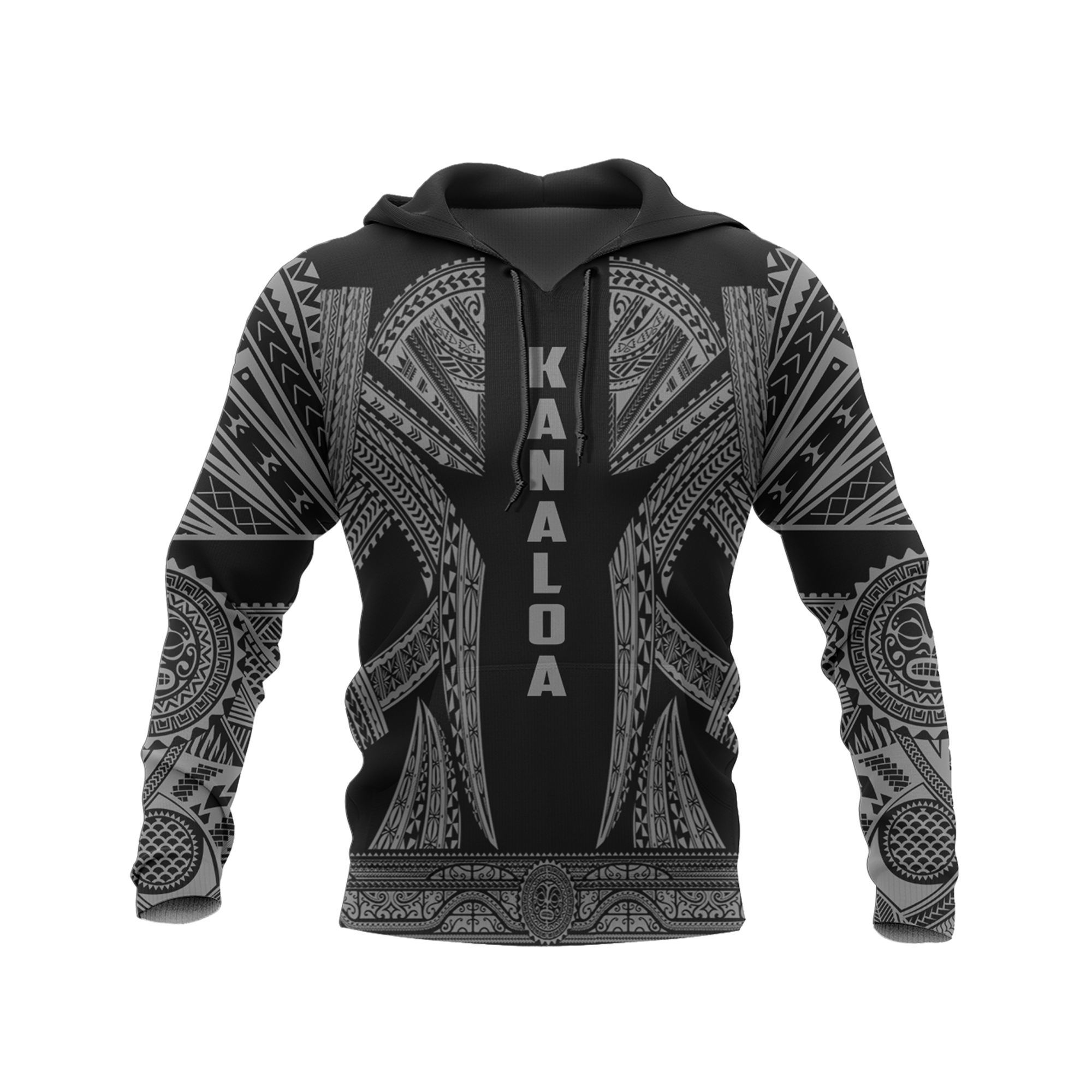 Hawaii Pullover Hoodie Kanaloa Polynesian Tattoo Special Gray A8 Unisex Gray - Polynesian Pride