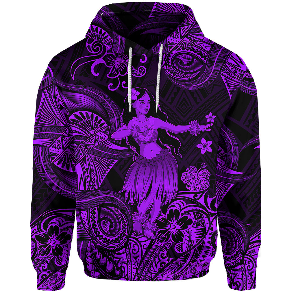 Custom Hawaii Hula Girl Polynesian Hoodie Unique Style Purple LT8 - Polynesian Pride