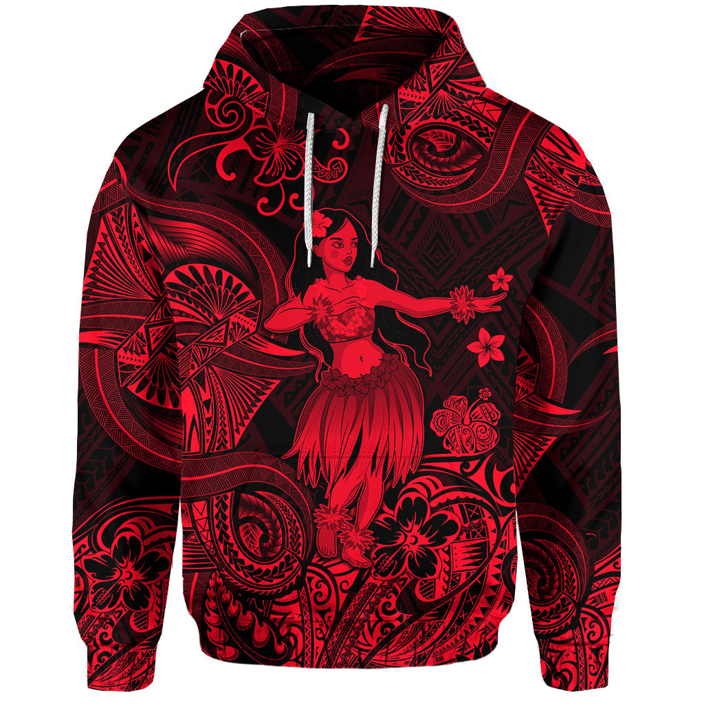 Hawaii Hula Girl Polynesian Hoodie Unique Style Red LT8 - Polynesian Pride