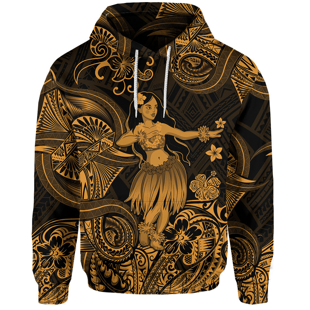 Custom Hawaii Hula Girl Polynesian Hoodie Unique Style Gold LT8 - Polynesian Pride