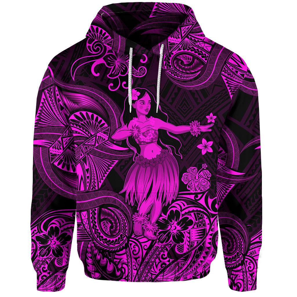 Custom Hawaii Hula Girl Polynesian Hoodie Unique Style Pink LT8 - Polynesian Pride