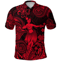 Hawaii Hula Girl Polynesian Polo Shirt Unique Style Red LT8 - Polynesian Pride