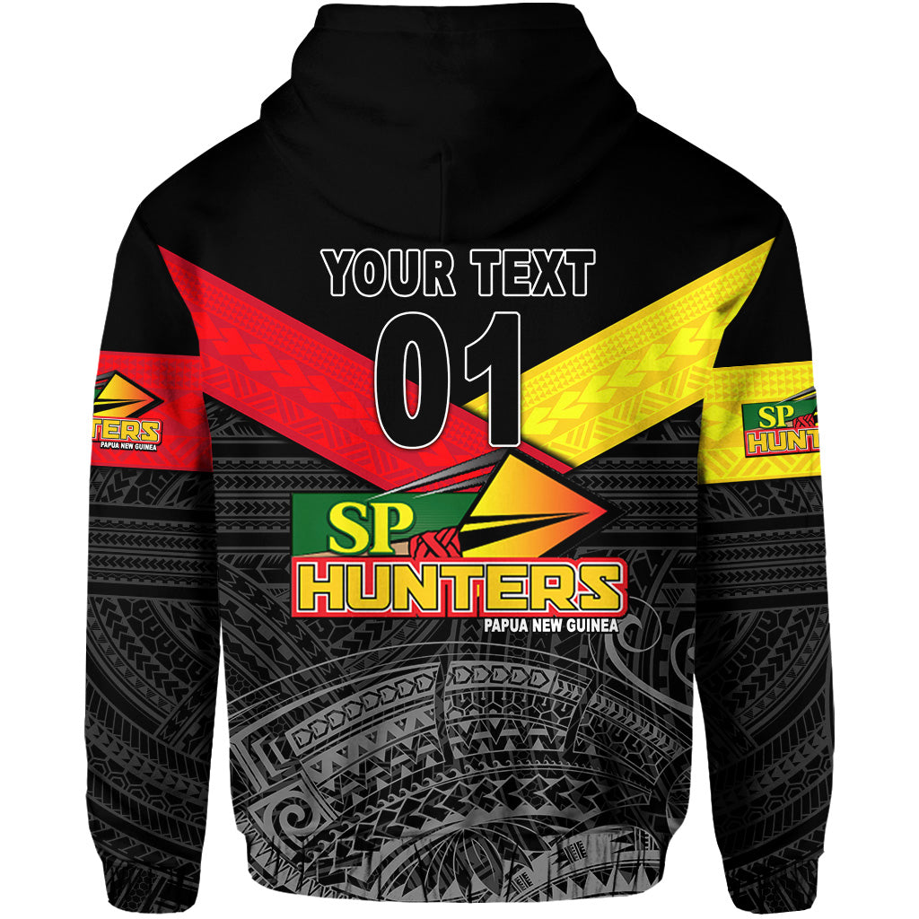 Custom Papua New Guinea SP Hunters Zip Hoodie Rugby Original Style Black, Custom Text and Number LT8 - Polynesian Pride