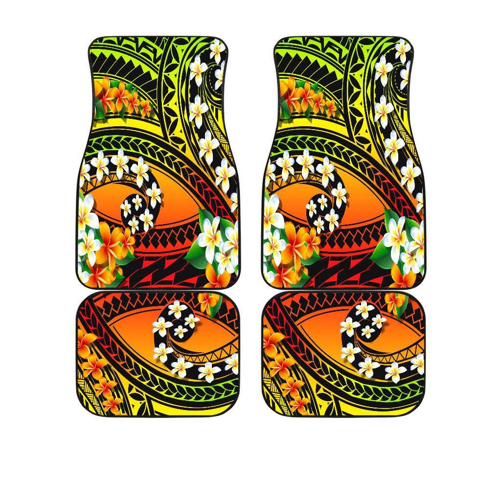 Hawaii Plumeria Polynesian Car Floor Mats - Hope - AH Car Floor Mats Universal Fit Black - Polynesian Pride