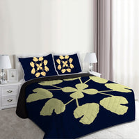 Hawaiian Royal Pattern Quilt Bed Set - Indigo - D3 Style - Polynesian Pride