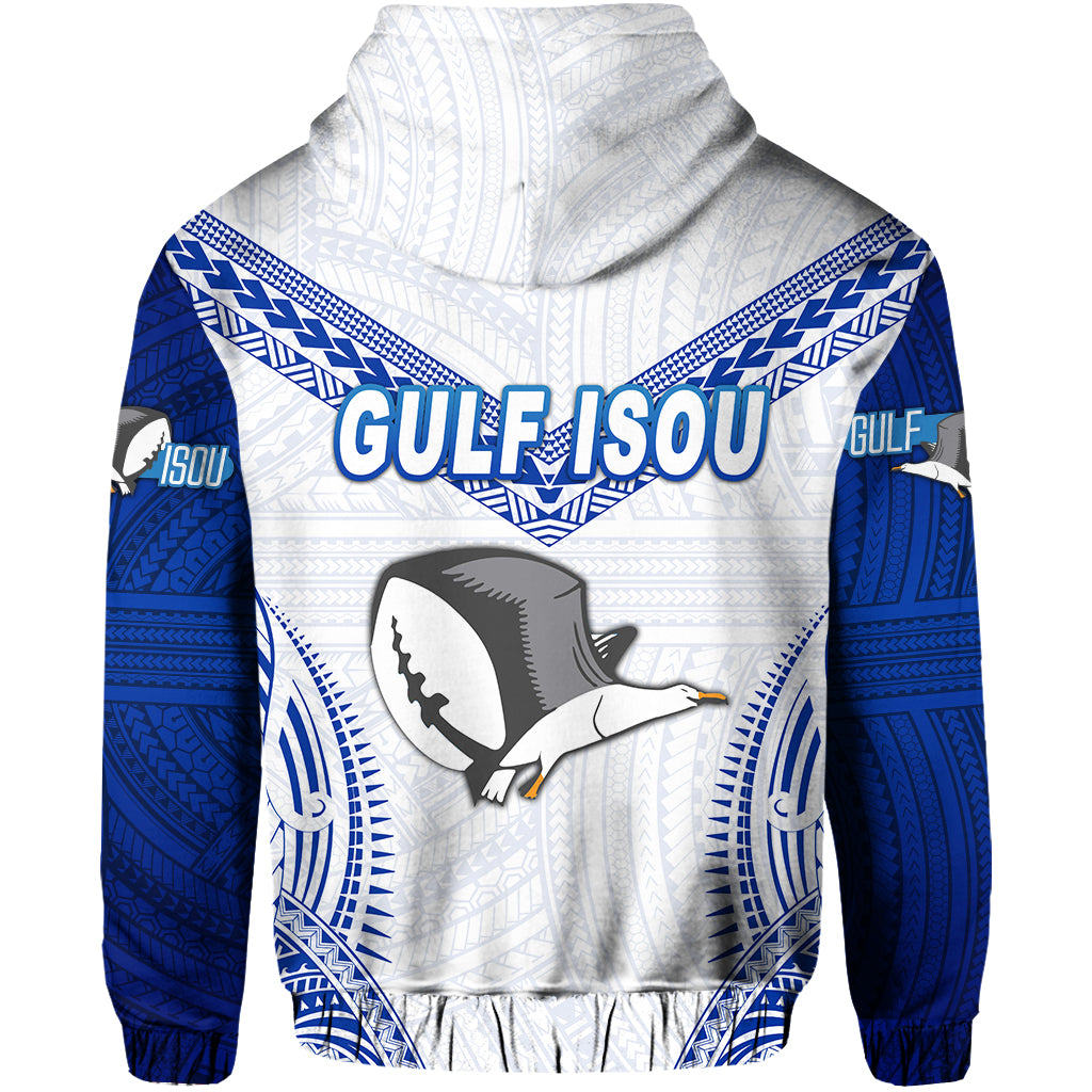Papua New Guinea PRK Gulf Isou Zip Hoodie Rugby Original Style White LT8 - Polynesian Pride