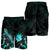 Nauru Polynesian Men's Shorts - Turtle With Blooming Hibiscus Turquoise - Polynesian Pride