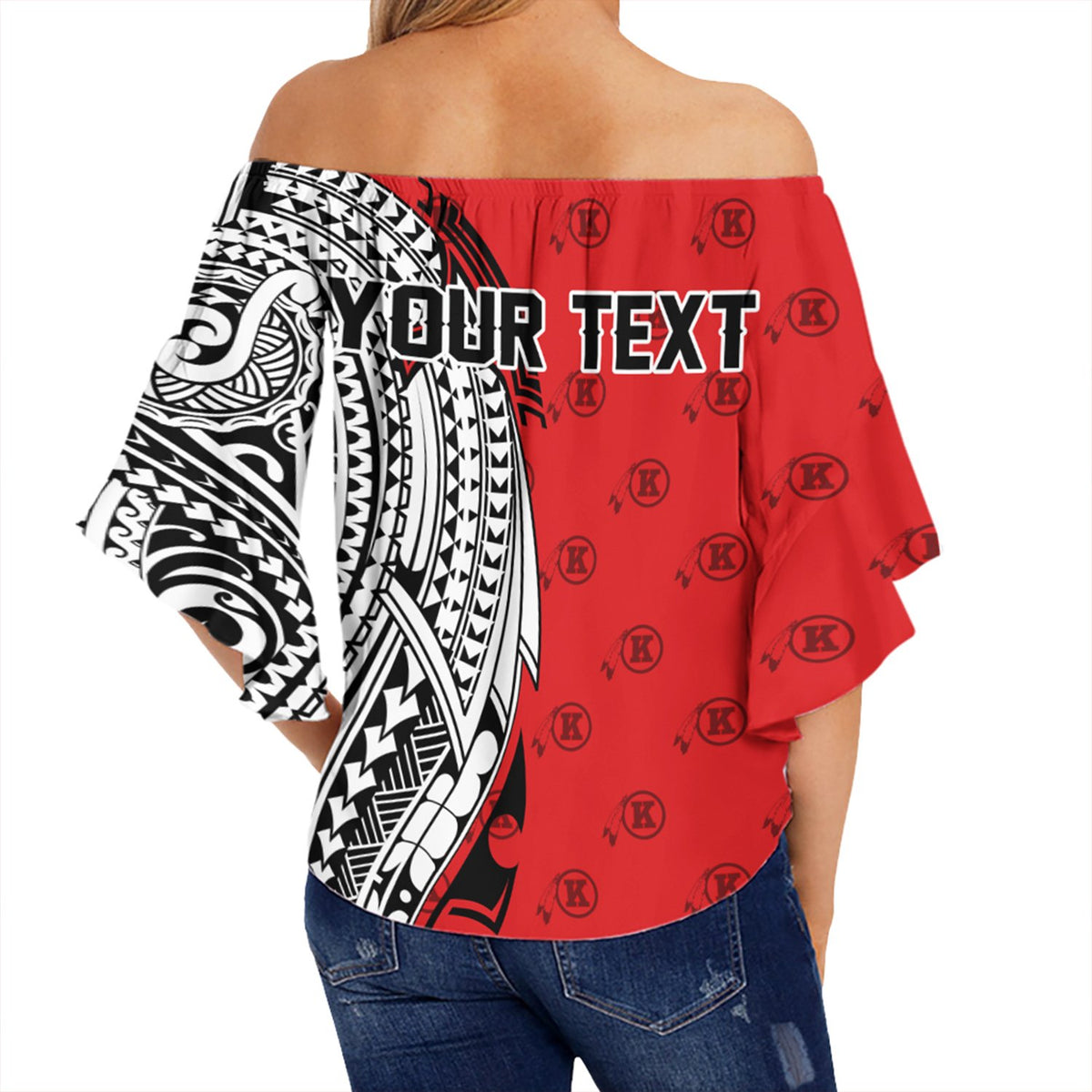 (Personalised) Hawaii - Kahuku High Tribal Kakau Off Shoulder Waist Wrap Top AH - Polynesian Pride