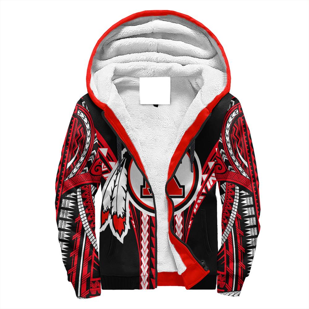 Hawaii - Kahuku High Football Sherpa Hoodie AH Red - Polynesian Pride