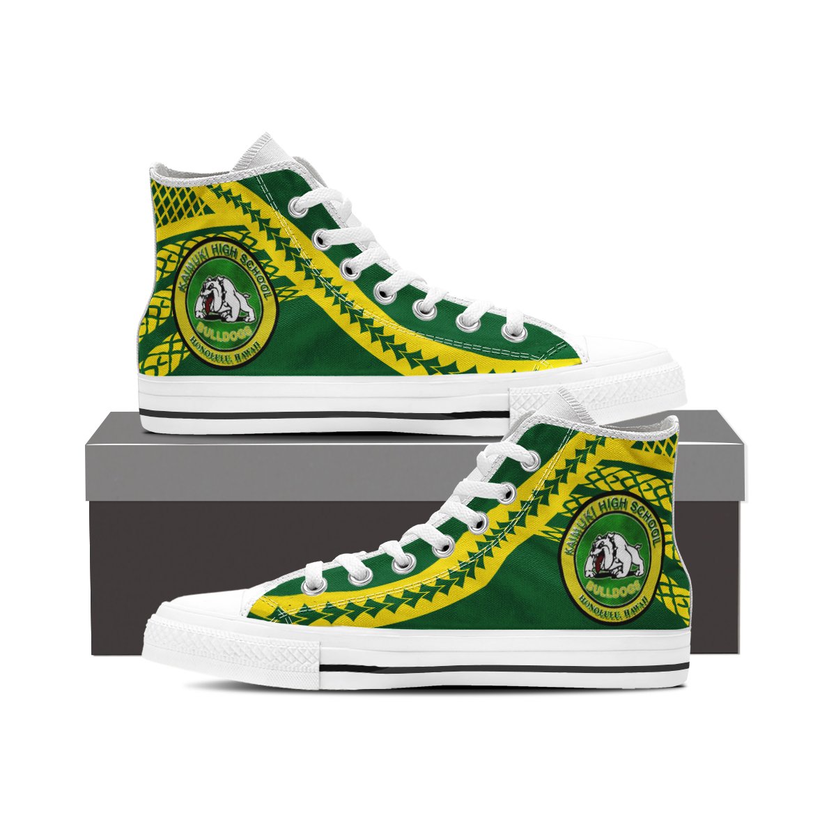 Hawaii - Kaimuki High - High Top Shoes - AH White - Polynesian Pride