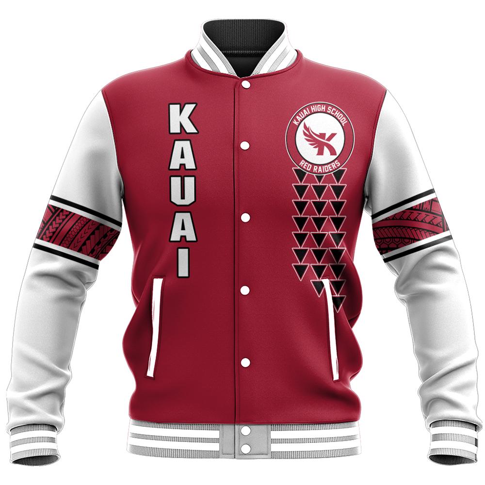 (Personalized) Hawaii Baseball Jacket - Kauai High Custom Your Class Baseball Jacket - AH Unisex Red - Polynesian Pride