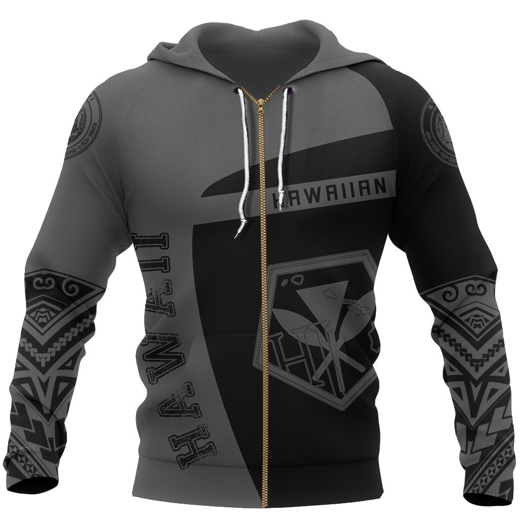 Kanaka Polynesian Sport Zip up Hoodie Premium Sport AH Unisex White - Polynesian Pride