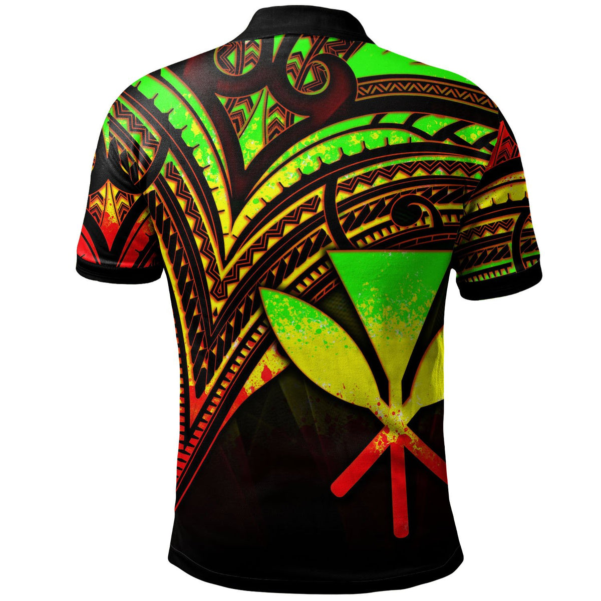 Hawaii Kanaka Maoli Polo Shirt Reggae Color Cross Style - Polynesian Pride