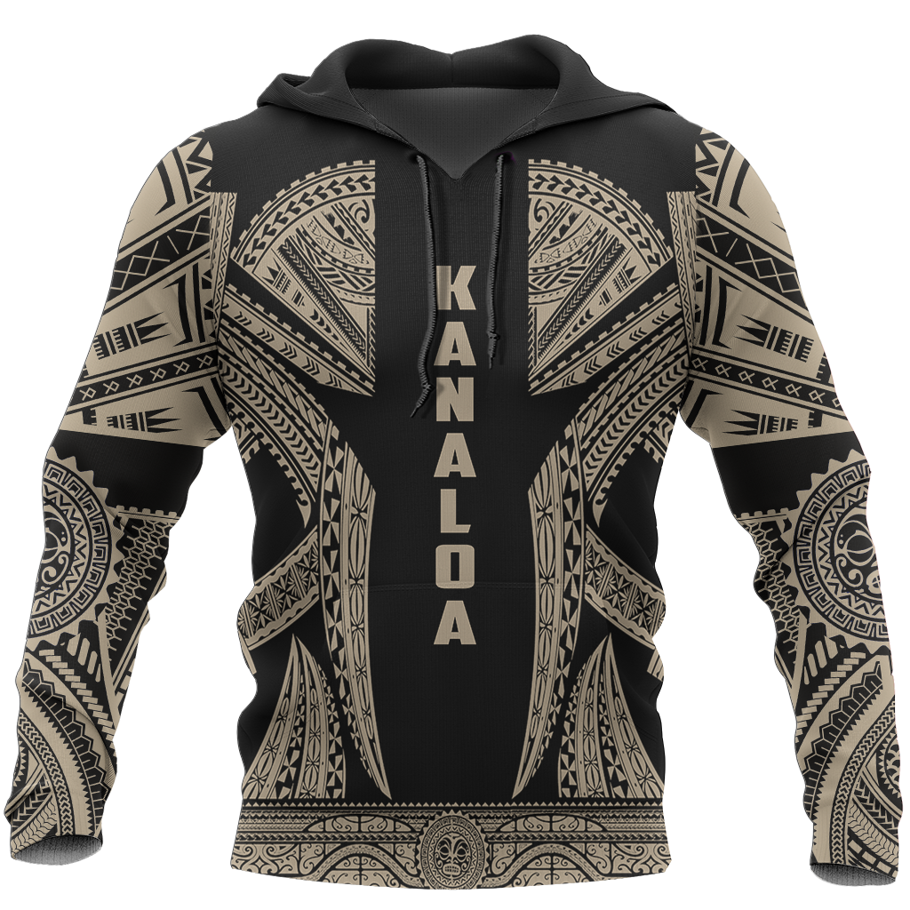 Hawaii Pullover Hoodie Kanaloa Polynesian Tattoo Special A8 Unisex Black - Polynesian Pride