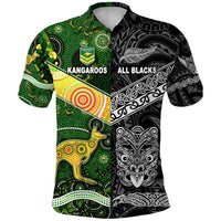 Custom New Zealand Australia Rugby Polo Shirt Maori All Black and Aboriginal Kangaroos Together LT8 - Polynesian Pride