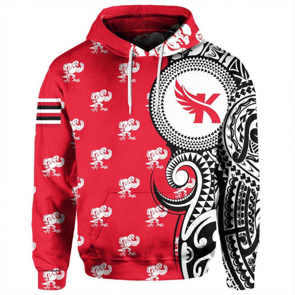 Custom Hawaii Hoodie Kauai High Tribal Kakau Pullover Hoodie Unisex Red - Polynesian Pride