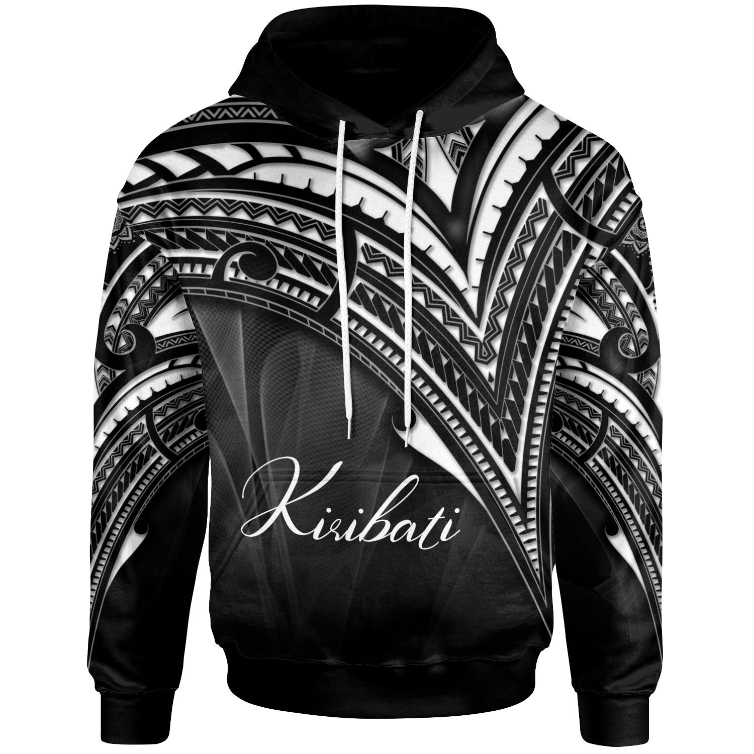 Kiribati Hoodie Cross Style Unisex Black - Polynesian Pride