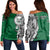 (Personalised) Hawaii - Konawaena High Tribal Kakau Women's Off Shoulder Sweatshirt AH Green - Polynesian Pride