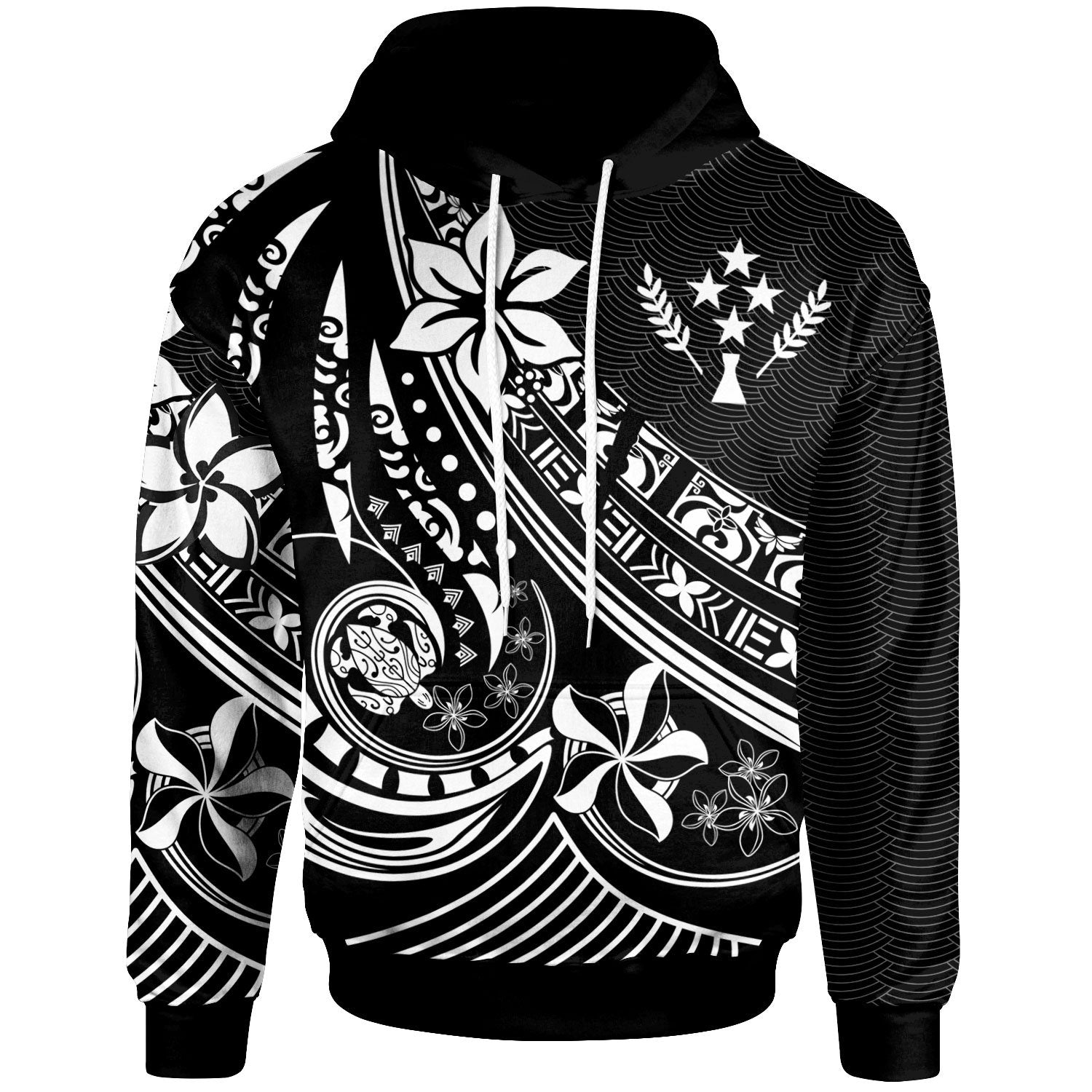 Kosrae Hoodie The Flow of The Ocean White Unisex White - Polynesian Pride