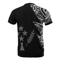 Kosrae Pattern Custom T Shirt Kosrae Flag Polynesian Tattoo Black Style - Polynesian Pride