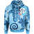 Kosrae Hoodie Tribal Plumeria Pattern Unisex Blue - Polynesian Pride