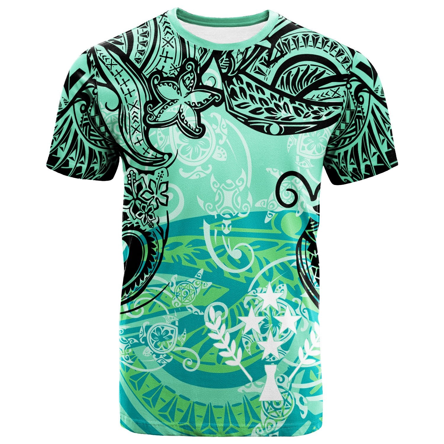 Kosrae T Shirt Vintage Floral Pattern Green Color Unisex Green - Polynesian Pride