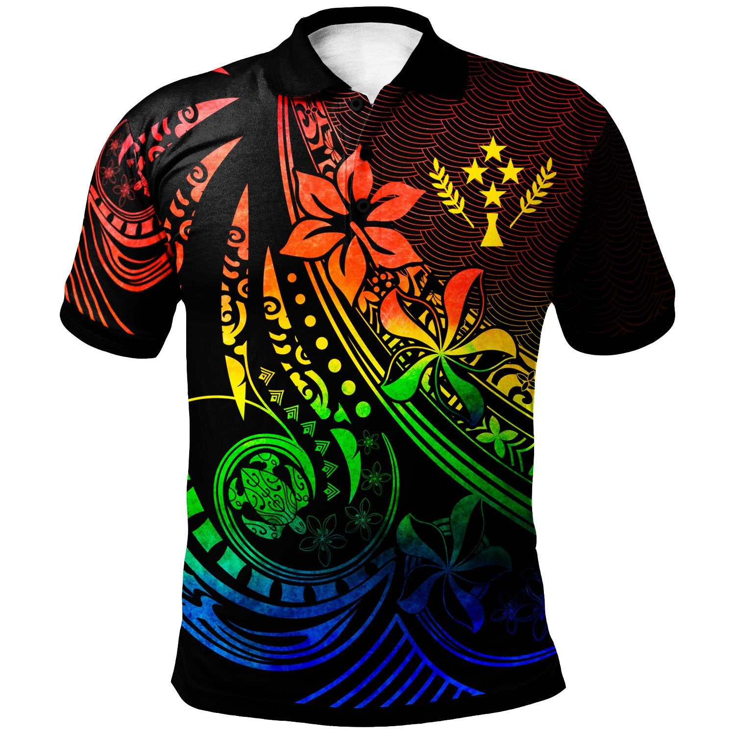 Kosrae Polo Shirt The Flow Of The Ocean Rainbow Color Unisex Rainbow - Polynesian Pride