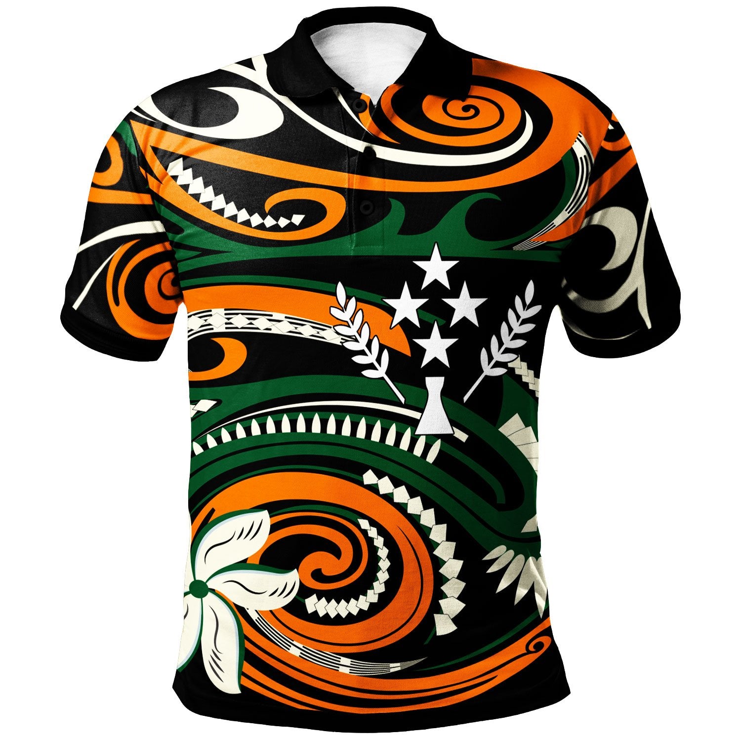 Kosrae Polo Shirt Vortex Style Unisex Orange - Polynesian Pride