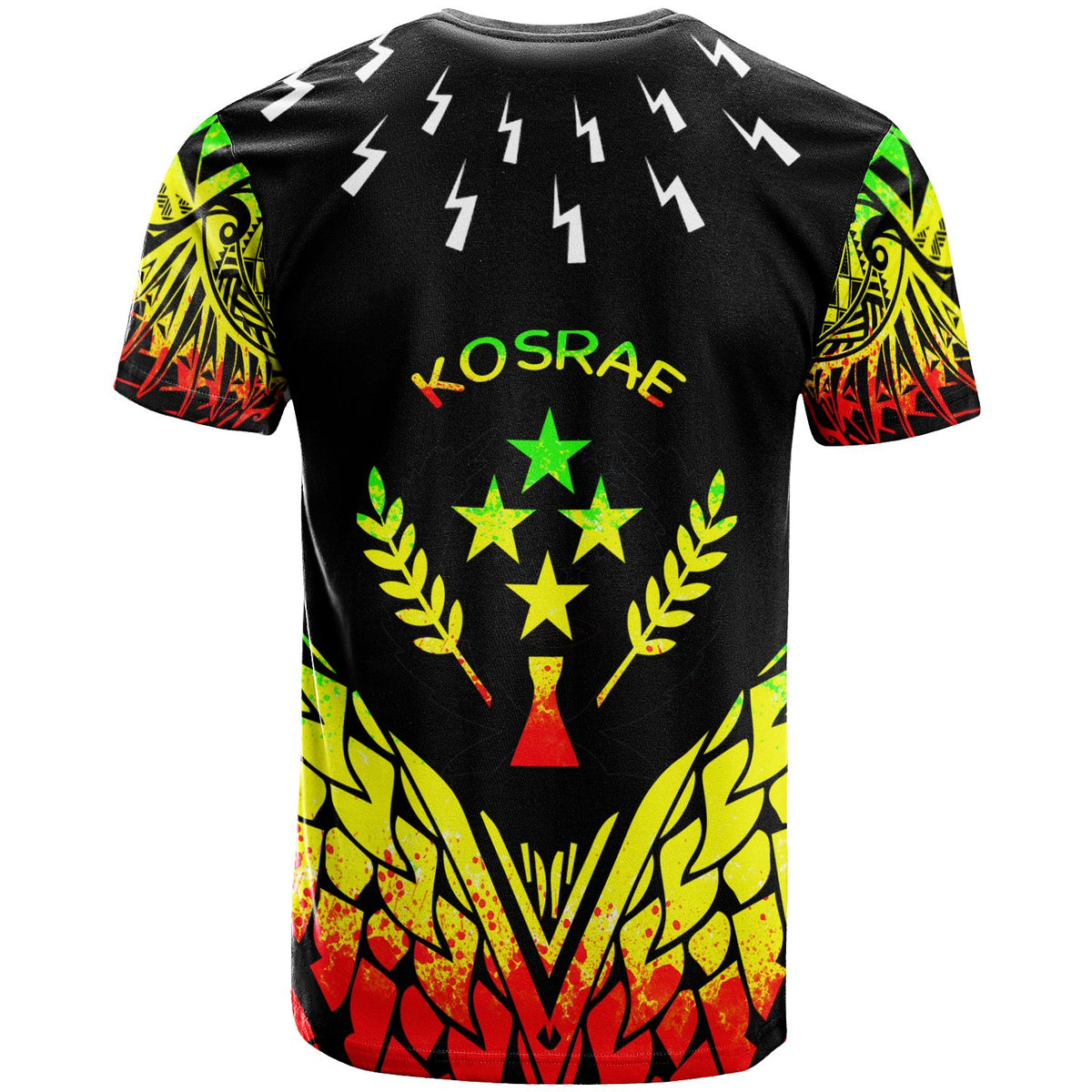 Kosrae Custom T Shirt Thunder Bolt Seamless Pattern Reggae - Polynesian Pride
