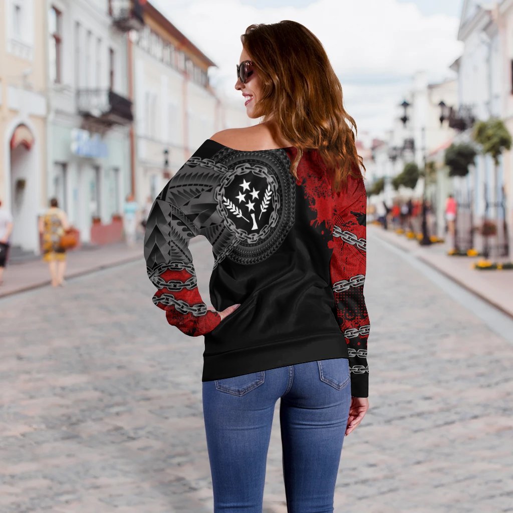 Kosrae Polynesian Personalised Women's Off Shoulder Sweater - Polynesian Chain Style - Polynesian Pride